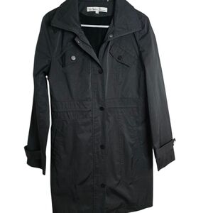 Womens Kenneth Cole Black Trench Coat Sz L